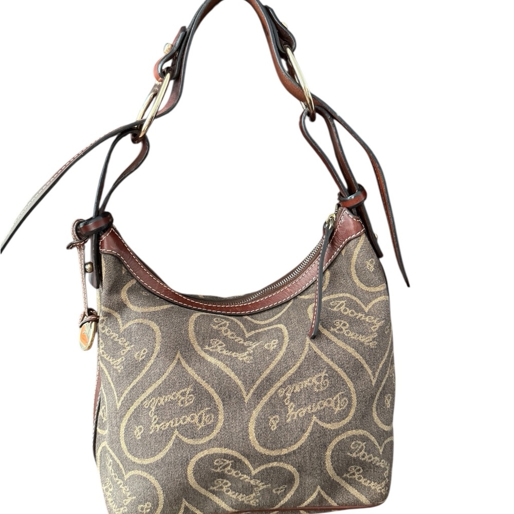 Dooney & Bourke Brown Heart-Print Shoulder Bag